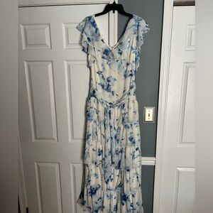 Ralph Lauren White and Blue Floral Maxi Dress